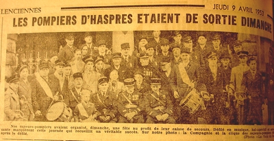 La compagnie et la clique des sapeurs pompiers d'Haspres - 1953