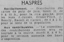 Les cartes de ravitaillement